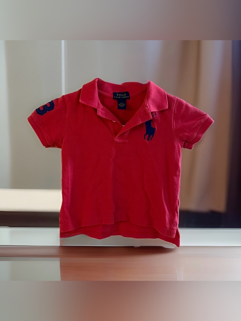 Polo Ralph Lauren Toddler 2T Pink Short Sleeve Polo Shirt Blue Logo Pique